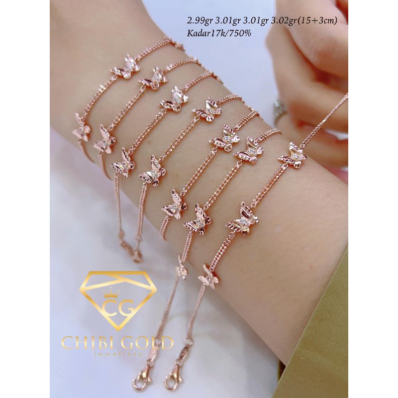 CHIBI gold Lokasari - Gelang tangan Pita SUNFLOWER emas 750 kadar 17k