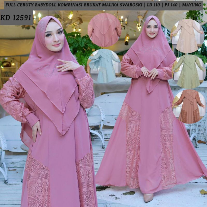 Athasyia. Shakila Set Dress Muslim + Jilbab. Gamis Muslim