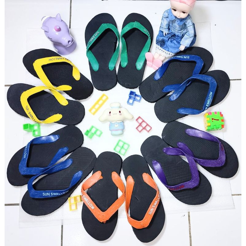 GROSIR 1/2 LUSIN Sandal Sun Swallow Black Anak Tanggung