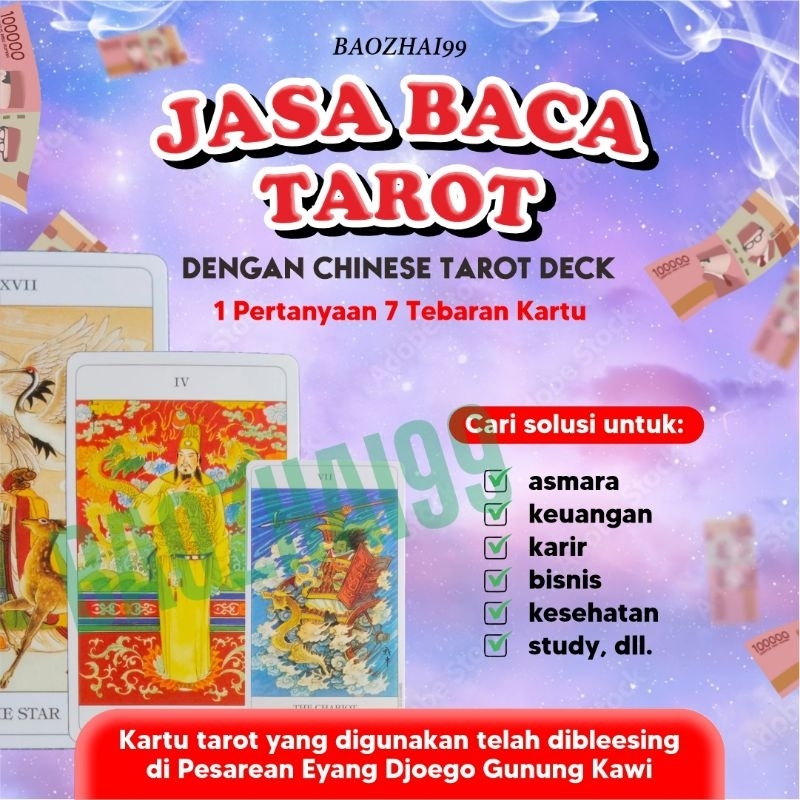 Ramalan Kartu Tarot dengan Chinese Tarot Deck (7 Kartu / Bonus Kura-kura Fengshui Mini)