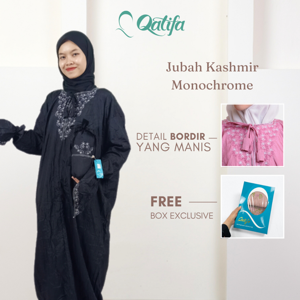 Mukena Parasut Turkey Premium Berlengan Terusan Traveling Mukena Jubah Kashmir Monochorme Travel Ter
