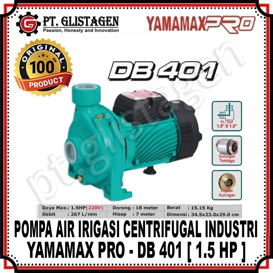 YAMAMAX DB401 Mesin Pompa Air Irigasi Centrifugal Industri 1.5" inch 750W DB 401 DB401 1.5" inch ORI
