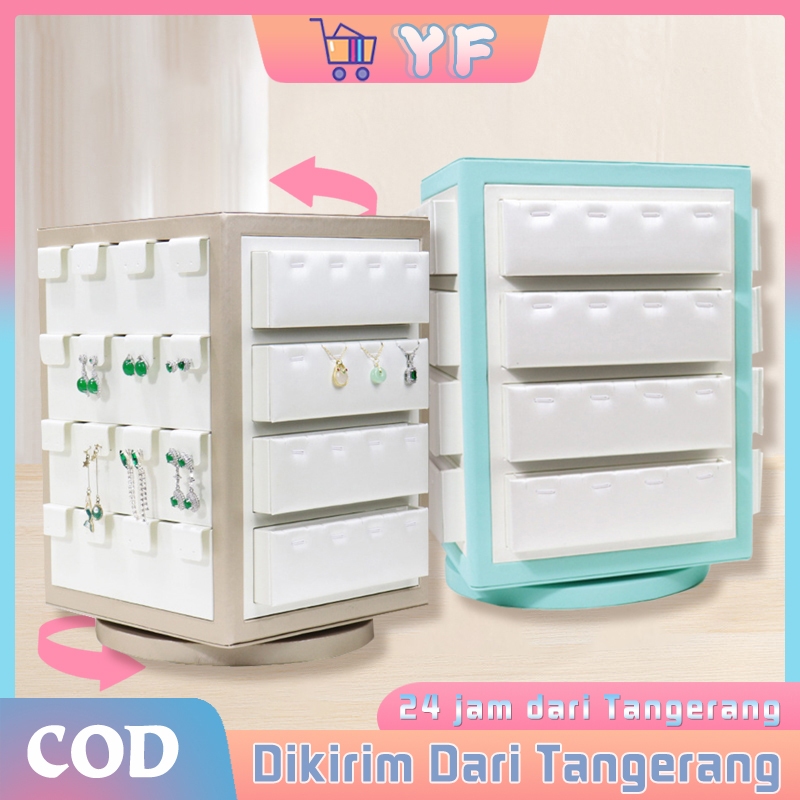 Rak Display Putar Perhiasan Kalung Cincin Rak Anting Putar 360° Magnetik