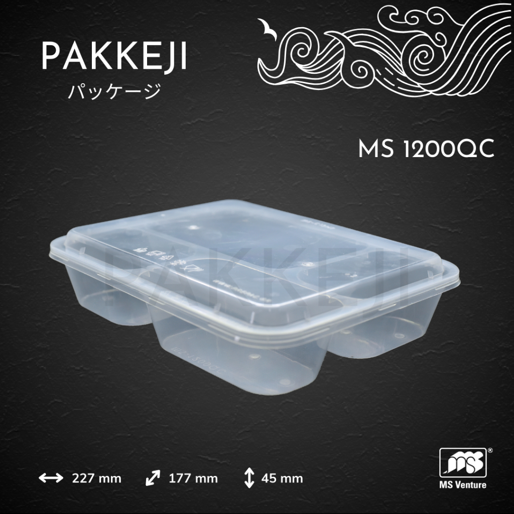 Pakkeji Kotak Makan Plastik 4 Sekat 22x17cm - MS Venture - MS 1200QC
