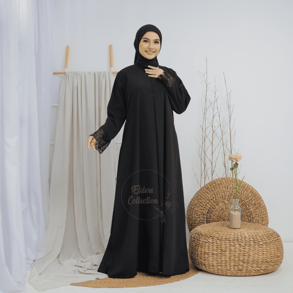 Abaya renda brukat brokat Gamis Ameena Wolfis Premium Dress Syar'i Polos Terbaru Lebaran 2025 Viral 