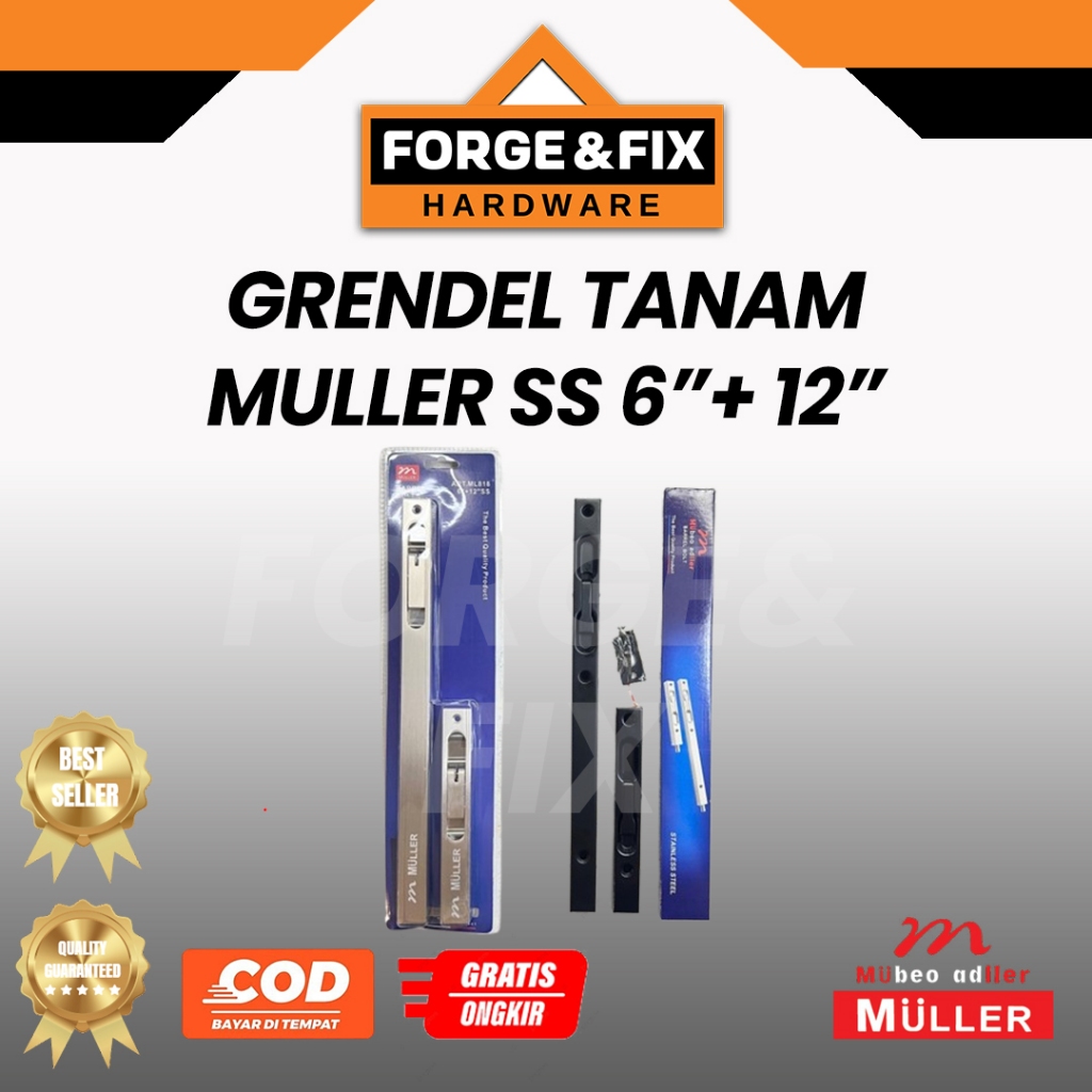 MULLER Grendel Slot Tanam Pintu Stainless SUS304 Flush Bolt