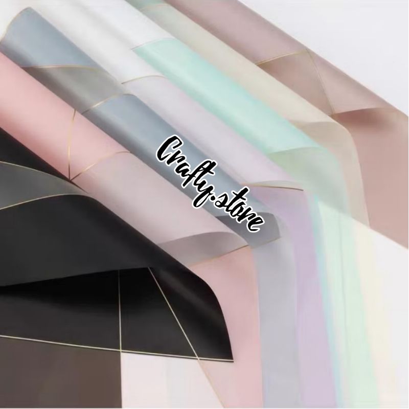 

Kertas Buket Motif Garis Cellophane Abstract Waterproof Flower Wrapping Paper Free Packing Abstrak Line