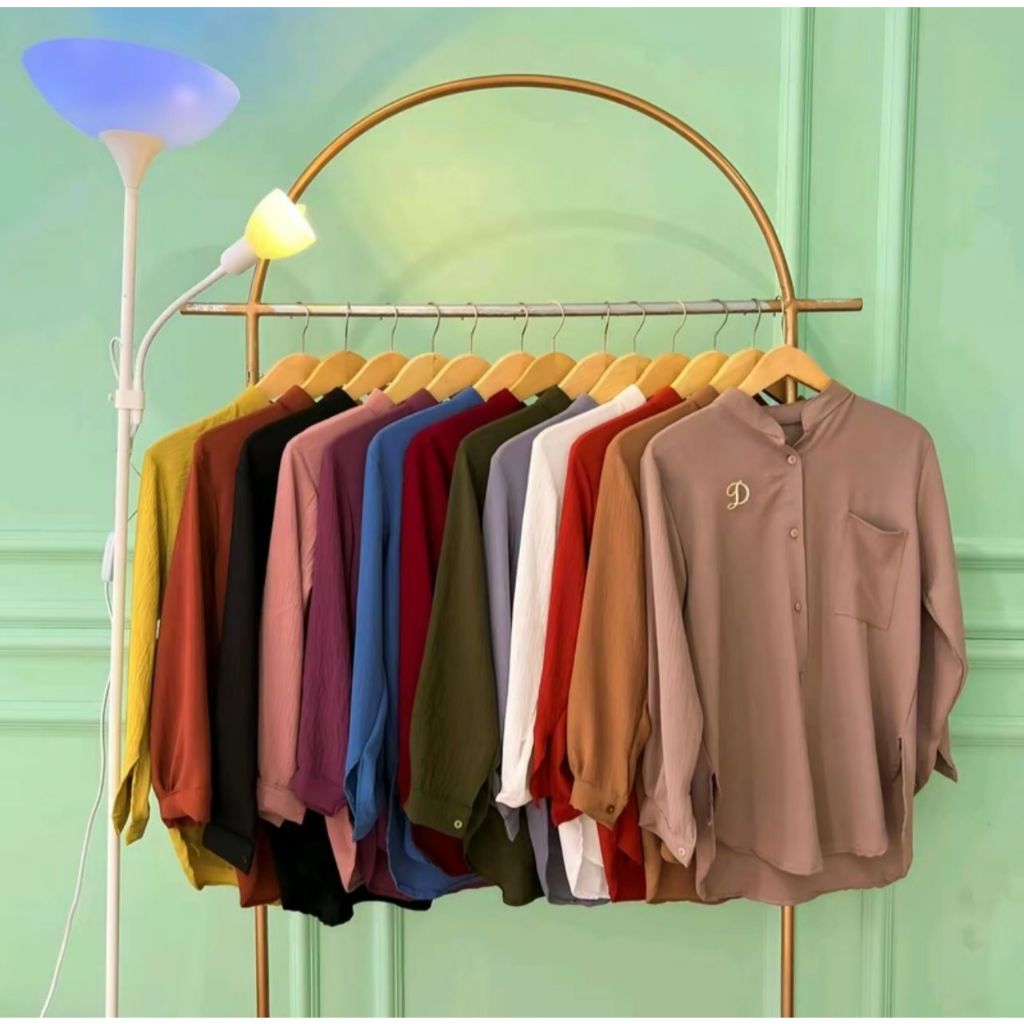 Kemeja crinkle airflow polos atasan kemeja wanita blouse crinkle airflow