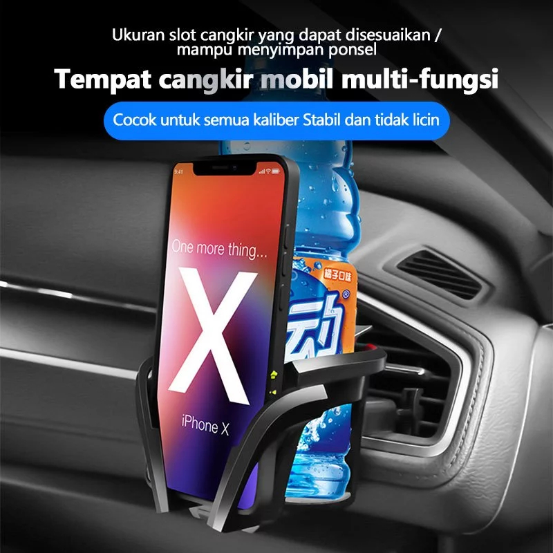 2 In 1 Dudukan Hp Mobil & Tempat Botol Universal Anti Goyang Cocok Avanza/Xenia/Ertiga