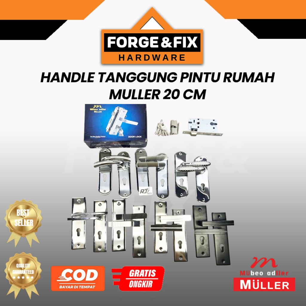 [1SET] MULLER Handle Gagang Tanggung Pintu Kamar Stainless Set 20 cm