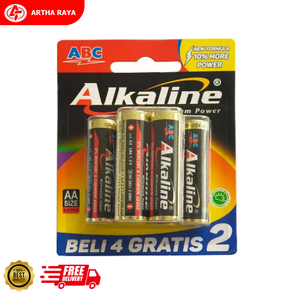 BATERAI ABC ALKALINE AA ISI 6
