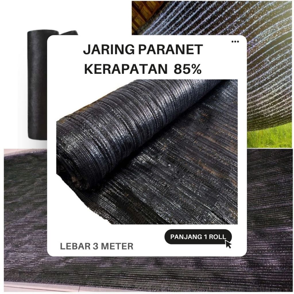 Jaring Tanaman Jaring Paranet Hitam 1 Roll Lebar 3 meter panjang 100 meter