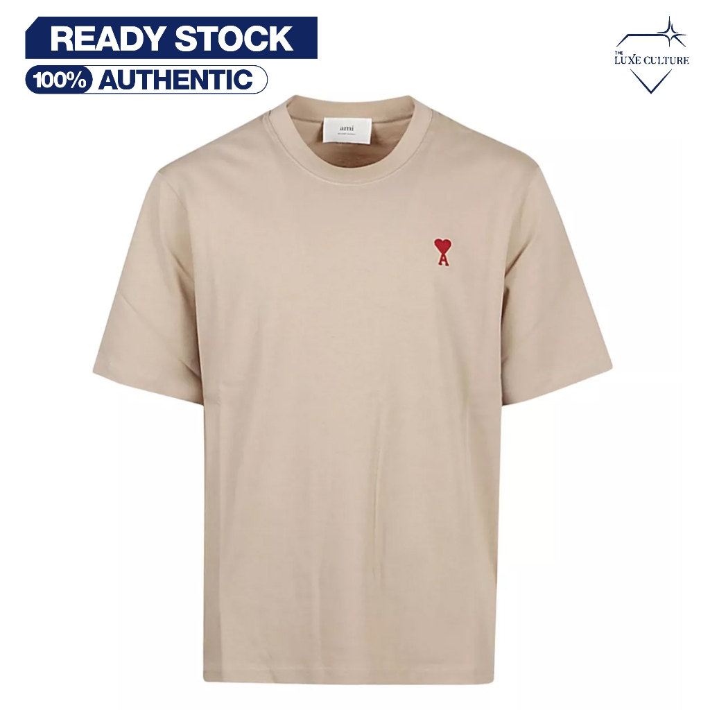 Ami Paris Beige Small Logo / Kaos Branded Original