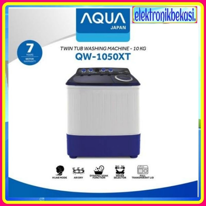 Mesin Cuci Aqua QW 1050 XT /  Mesin Cuci 2 Tabung AQUA 10 Kg Twin Tub QW-1050XT