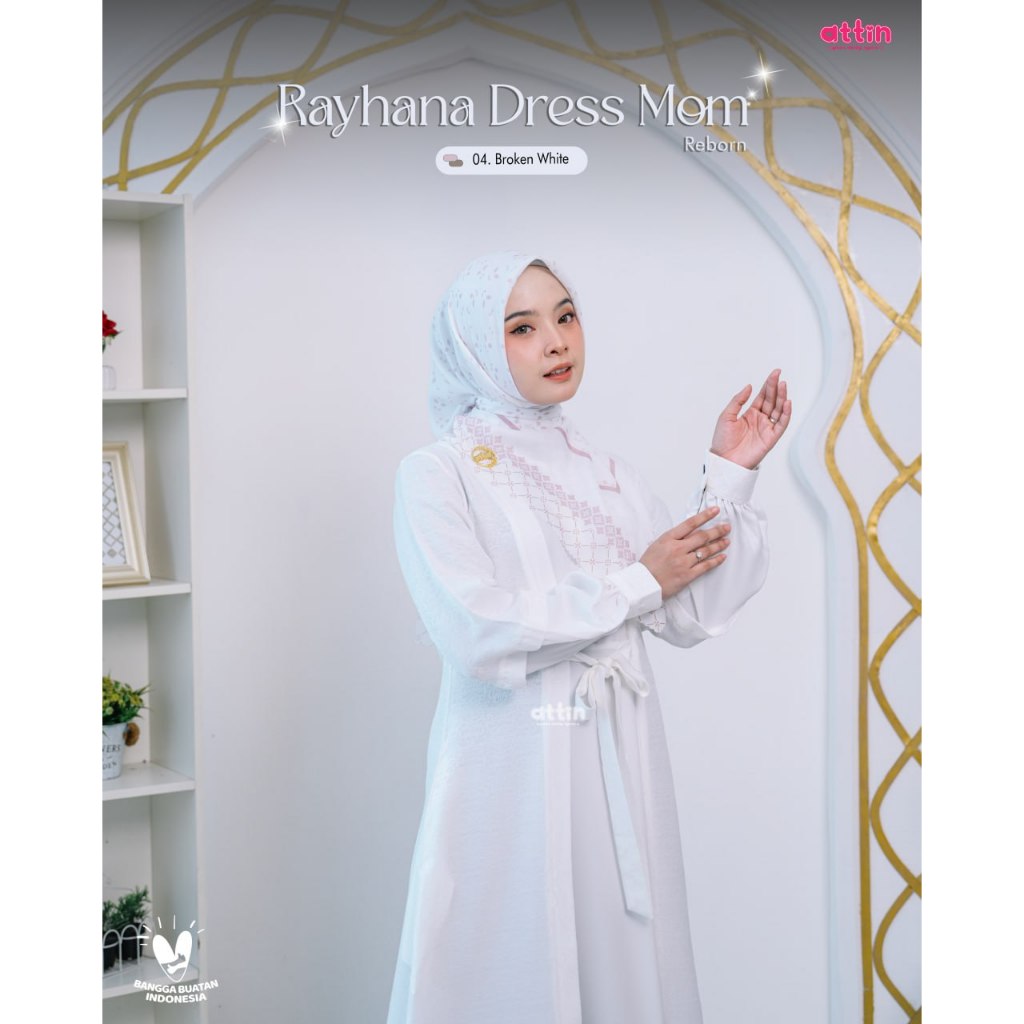 Attin Rayhana Dress Ibu Reborn Panjang Jacquard Viscose Shakila halus lembut tidak nerawang busui fr