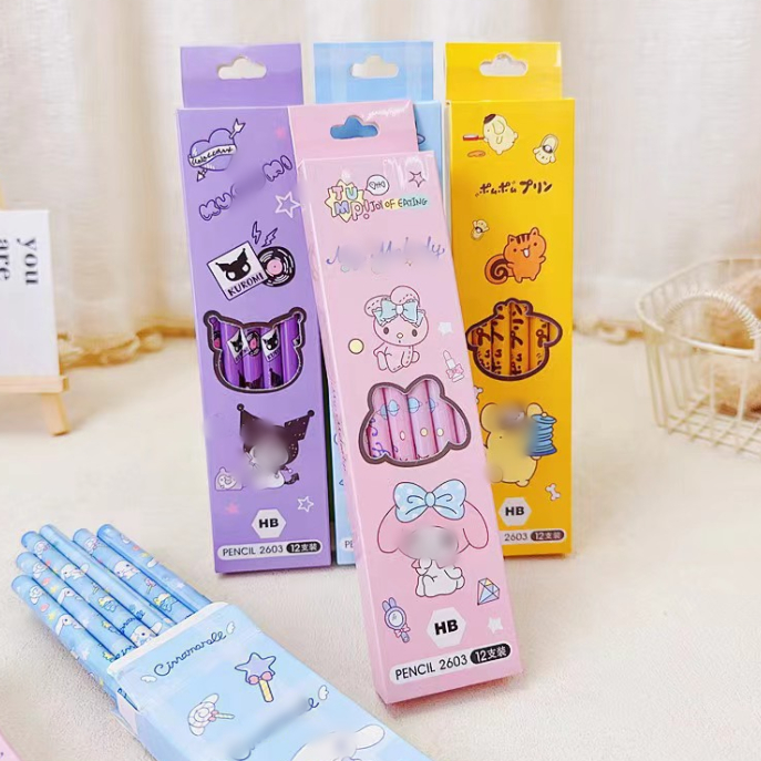 

[ORGM] Alat Tulis Pensil HB karakter Lucu Pensil Tulis Motif Purin Kitty Melody Cinamon