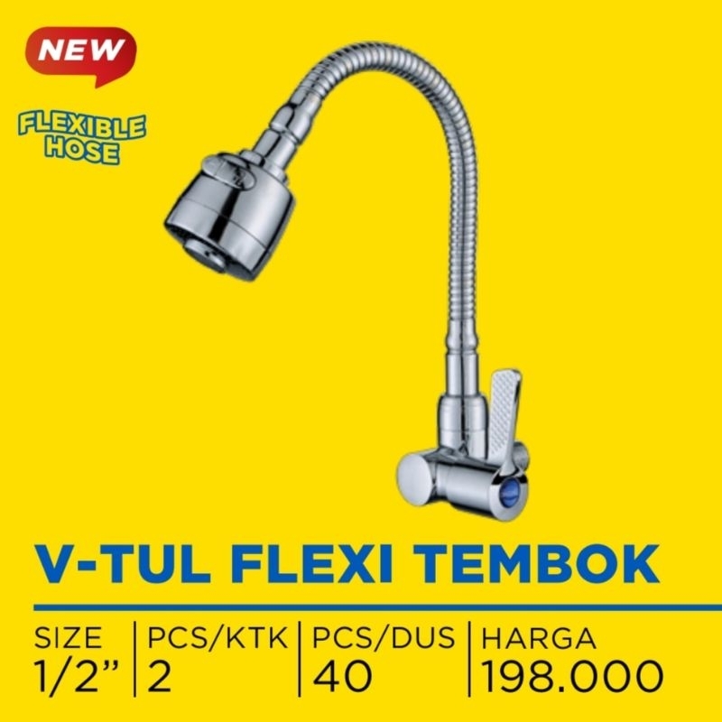 ONDA V-TUL FLEXI TEMBOK KRAN CUCI PIRING ONDA 1/2" KERAN ANGSA WASTAFEL FLEKSIBEL ONDA VTUL