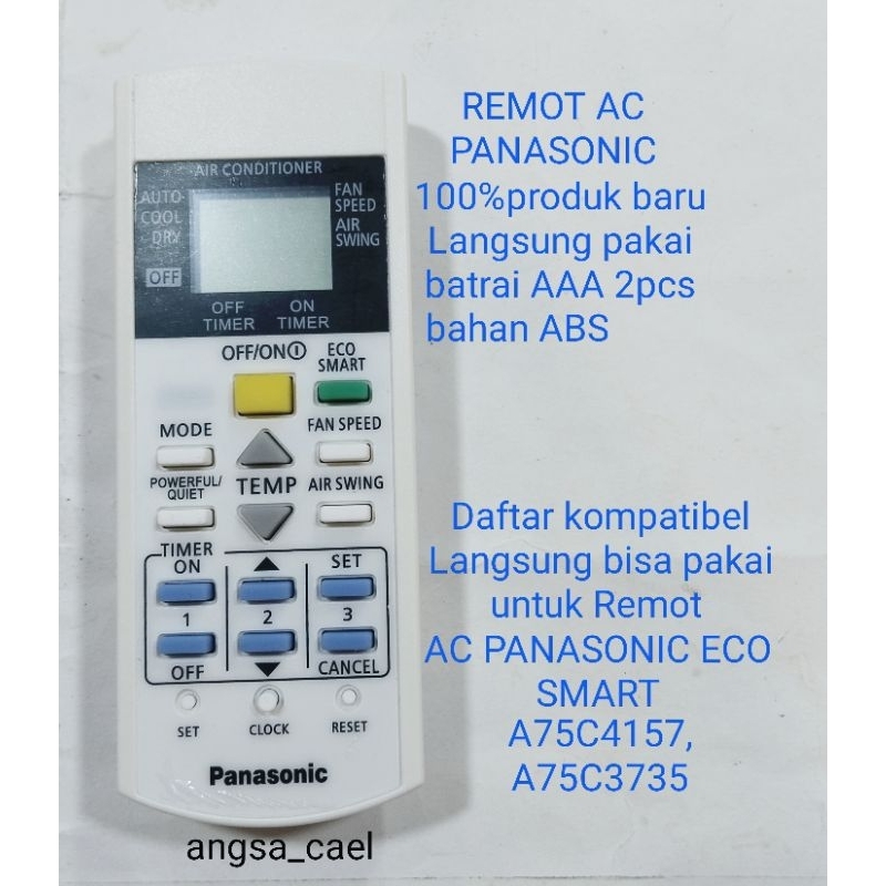 REMOT REMOT AC PANASONIC ECO SMART A75C4157/A75C3735