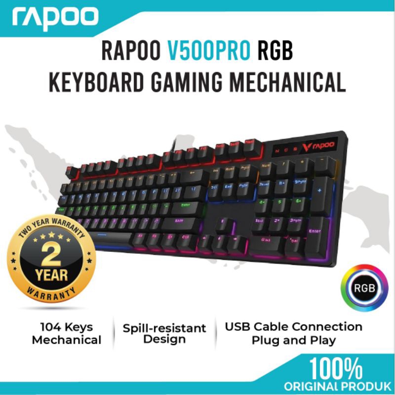 KEYBOARD GAMING / KEYBOARD MECHANICAL RAPOO  V 500 PRO  RGB