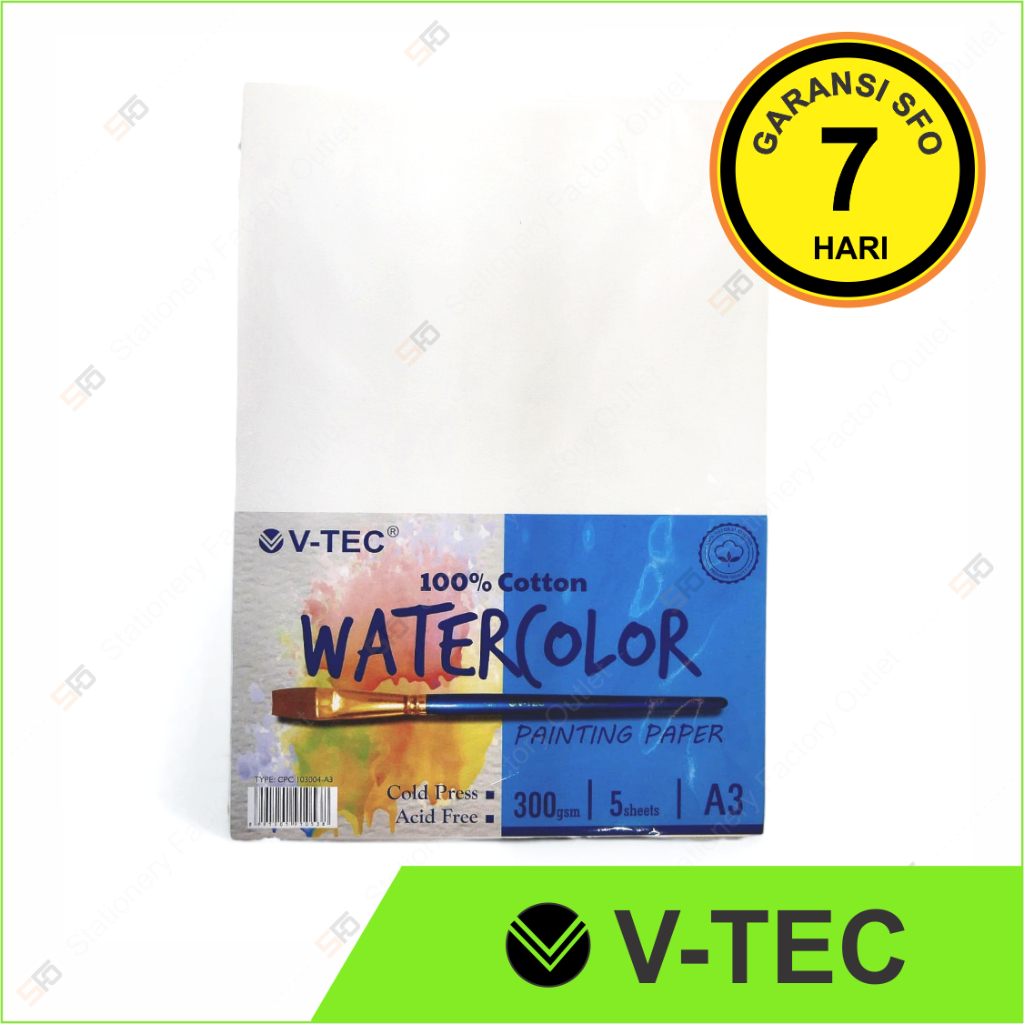 

Kertas Gambar Cat Air A3 V-Tec 300gsm - Watercolor Painting Paper WCB - SFO Semarang Official