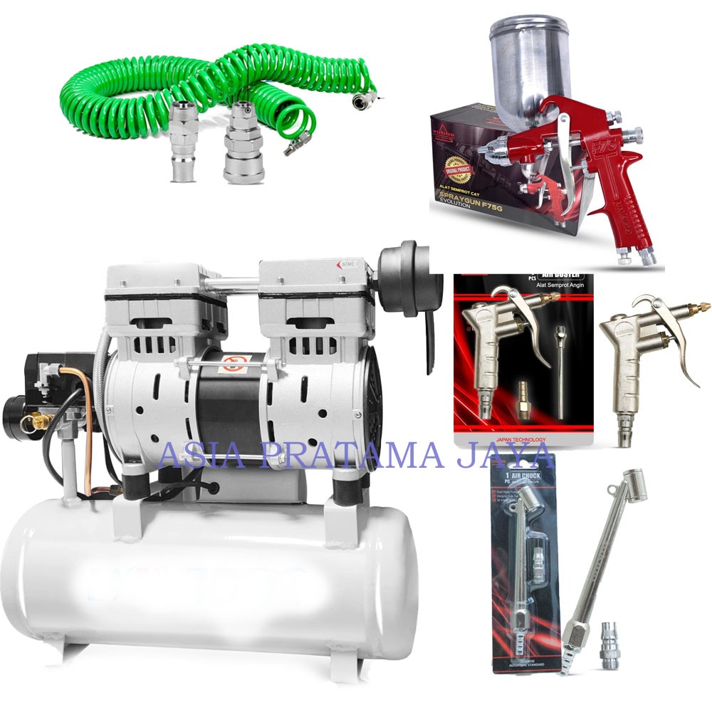 PAKET PREMIUM LENGKAP MURAH (5 ITEM) KOMPRESOR /SELANG KOMPRESOR/ SPRAY GUN Mesin Kompresor Listrik