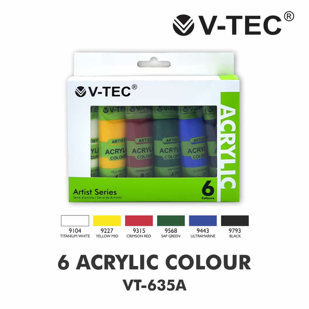 

Cat Acrylic VT-635 V-tec 6 Warna 35ml