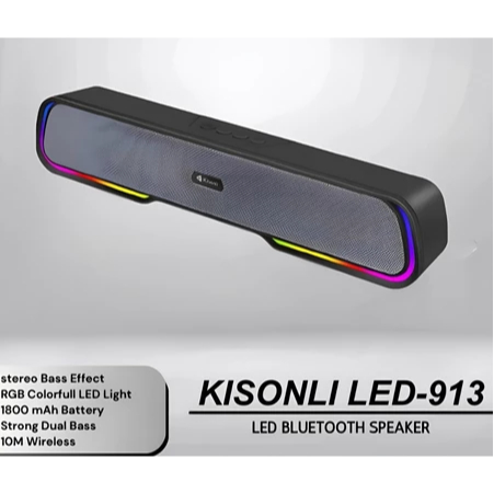 KISONLI Speaker Portable Bluetooth LED-913 Stereo Bass Effect | KISONLI Multimedia Soundbar Gaming