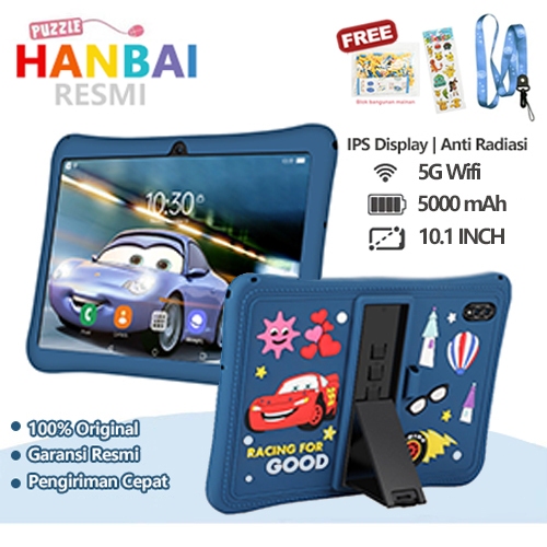 Hanbai Tablet Anak Android F12 6GB+128GB 10.1inch Wifi 5G Dual SIM Tablet PC Asli Baru Tablet Untuk 