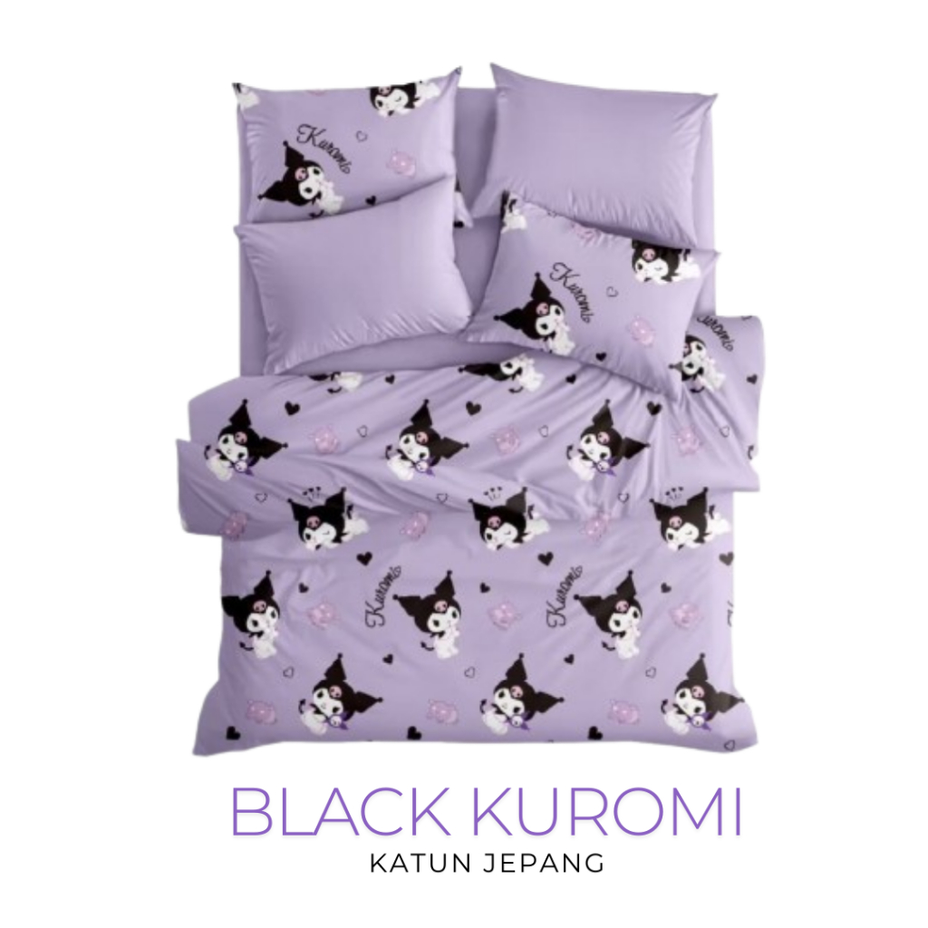 Proven Sprei - Sprei Katun Jepang Motif Anak Kuromi Ungu