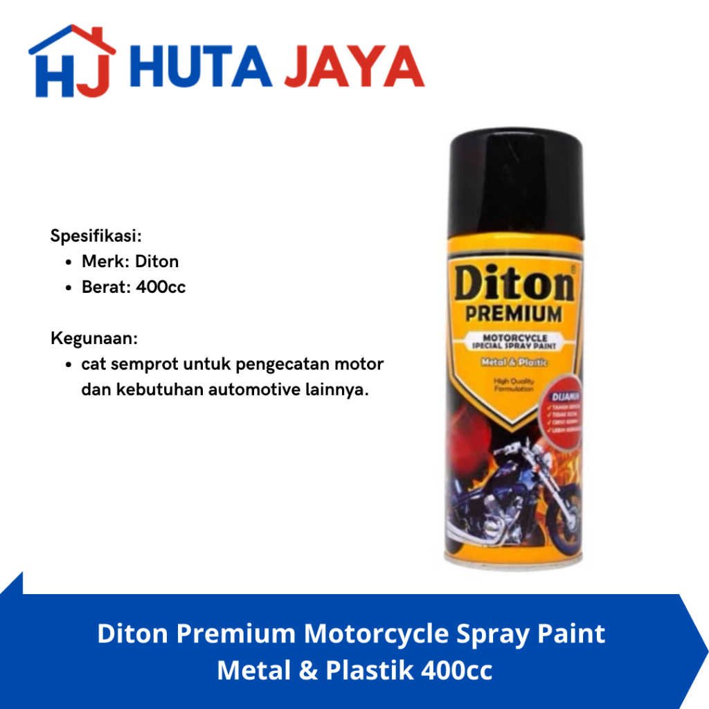 Diton Premium Motorcycle Spray Paint Metal & Plastik 400cc 9102 White,super white,black,gold,silver,
