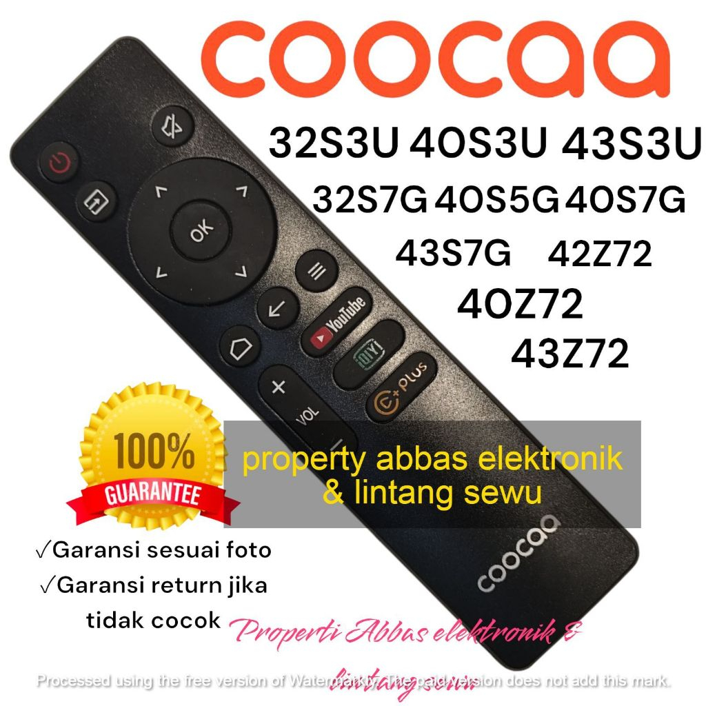 remote lcd led tv COOCA C+plus smart tv android tv 32S3U 40S3U 43S3U 32S7G 40S5G 40S7G 42Z72 43Z72  