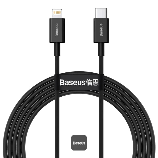 BASEUS SUPERIOR SERIES PD 20W TYPE-C TO LIGHTNING FAST CHARGING DATA CABLE 25 CM - BLACK