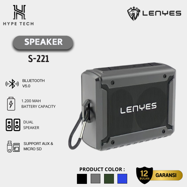 LENYES S-221 MINI WIRELESS PORTABLE SPEAKER BLUETOOTH 5.0 MUSIC BOX TWS SUPPORT AUX & MEMORY CARD MI