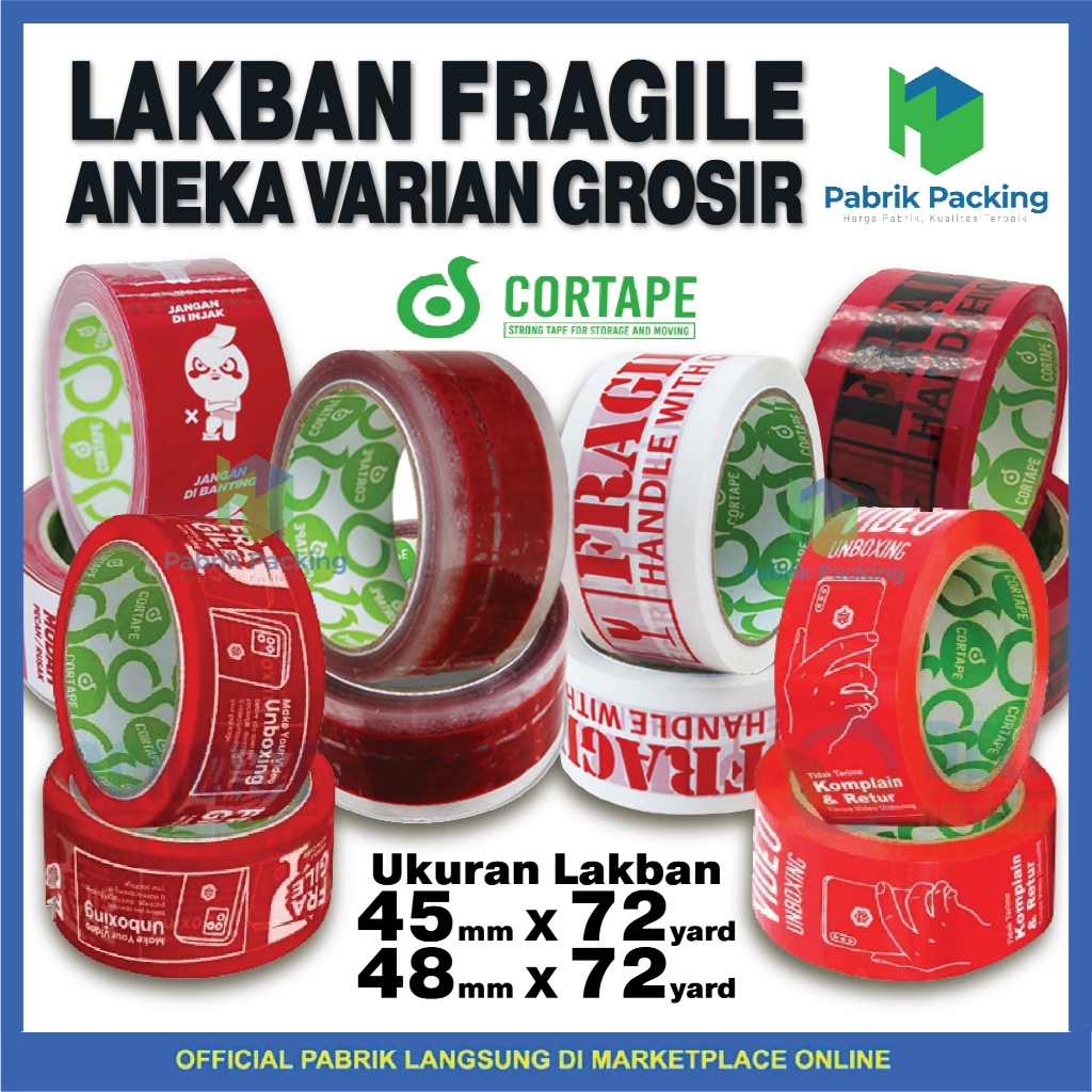 

LAKBAN VARIAN FRAGILE CORTAPE 48 MM X 72 YARD PALING MURAH SATUAN