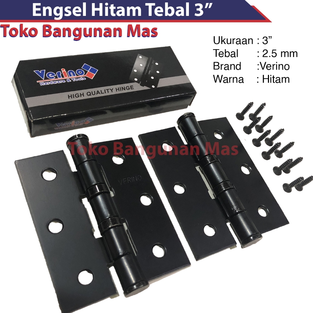 Engsel Tebal HITAM Verino 3" ENGSEL JENDELA PINTU 3 INCH