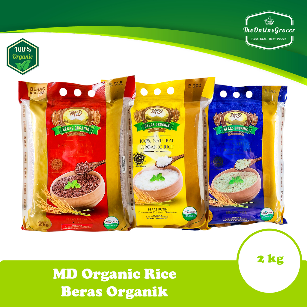 

MD Organic Rice 2 Kg - Beras Organik MD Beras Merah Putih Pandan Wangi Ciherang Coklat