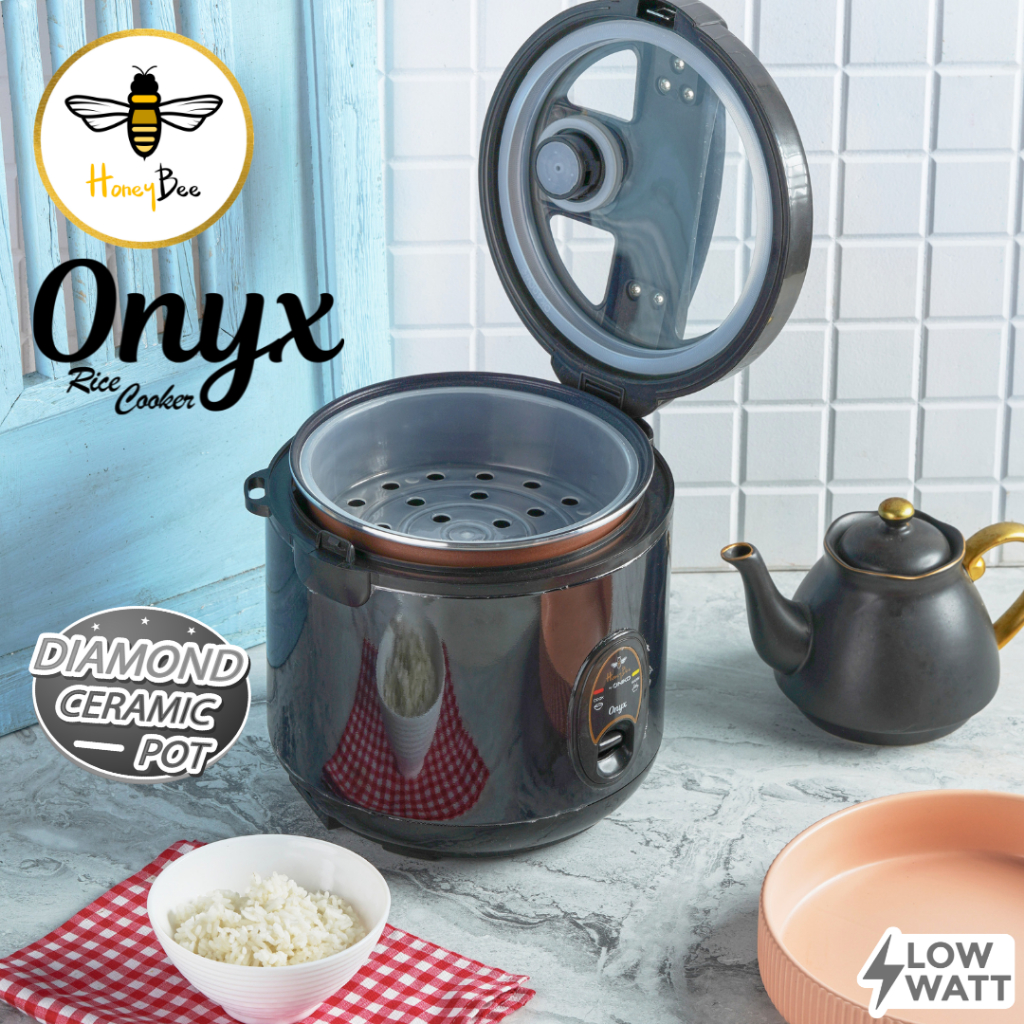 Honeybee New Rice Cooker 1,2 Liter Transparan Onyx Black Low Watt