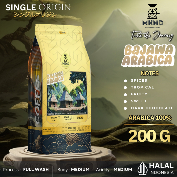 

MKND COFFEE ROASTERY - Arabika Bajawa 200gr Single Origin | Roast Beans | Manuwal Brew | Biji Kopi