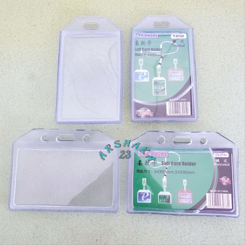 

Tempat Kartu Id Card Transparan 2 Sisi Bahan PVC Lentur