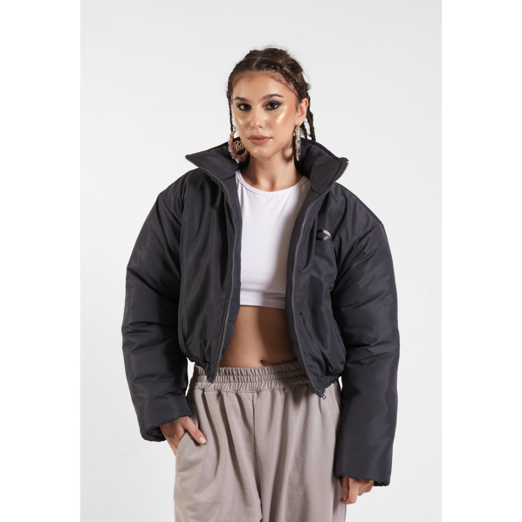 OCWA GILL CROP PUFFER WATERPROOF WINTER ASH GREY JACKET WOMEN