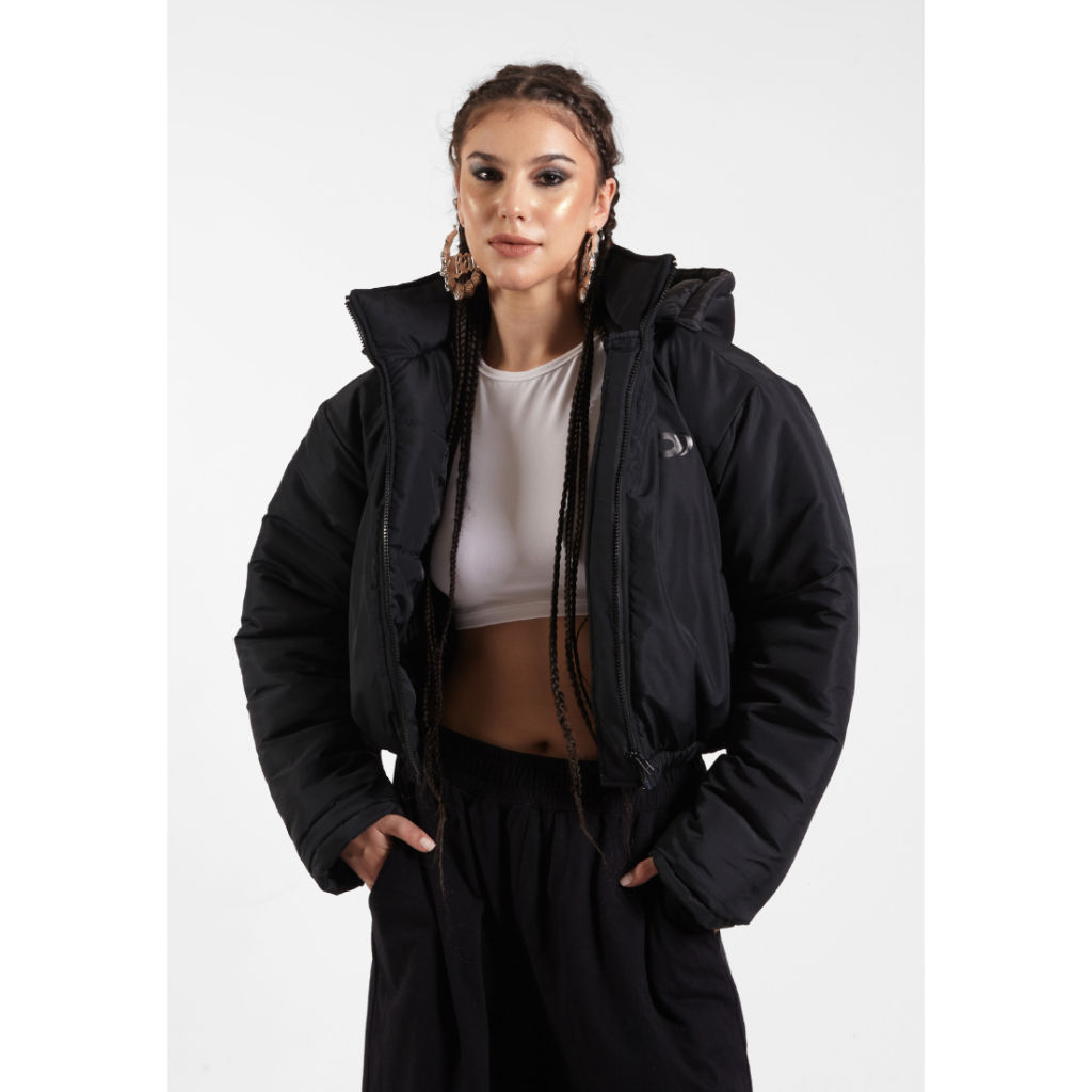 OCWA NICK CROP WATERPROOF WINTER BLACK PUFFER JACKET WOMEN