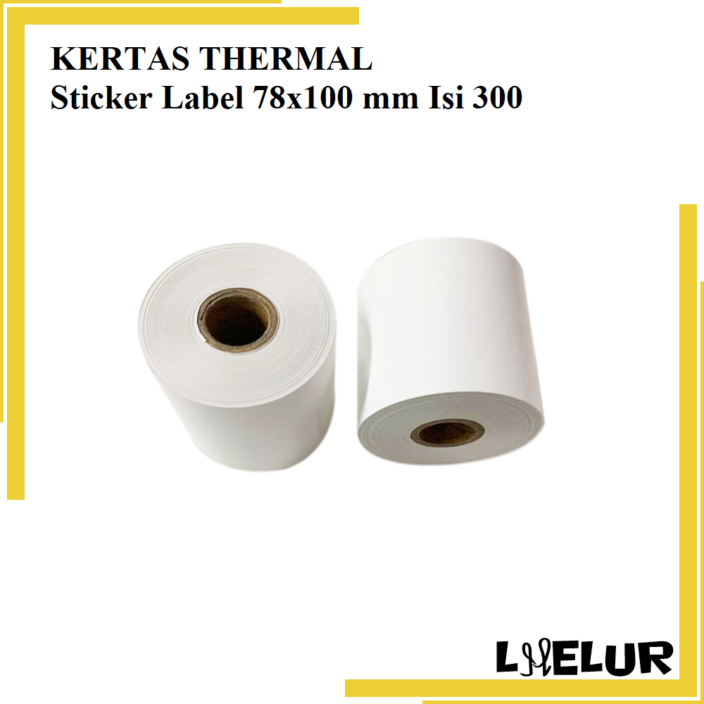 

Kertas Sticker Label 78x100 mm Isi 300 Thermal Resi Lembar Per Roll Barcode Gulung 7.8x10 cm