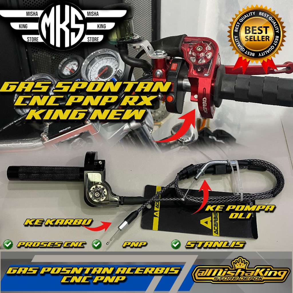 Gas spontan rx king cnc acerbis kabel cabang karbon pnp rx king 1996-2009