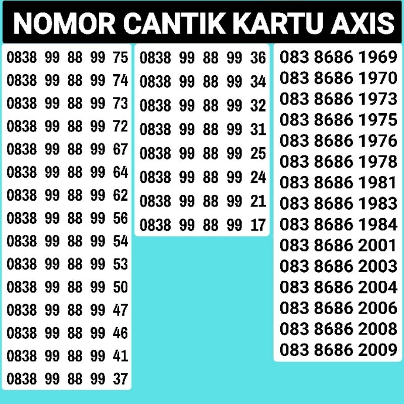 Nomor cantik axis seri tahun lahir 11 digit