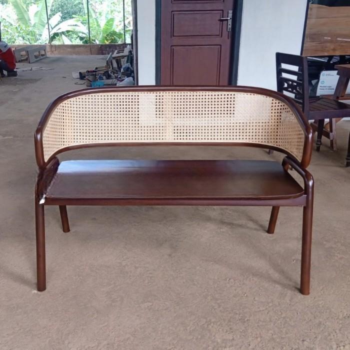 bangku taman kayu rotan, bangku rotan minimalis, kursi teras rotan