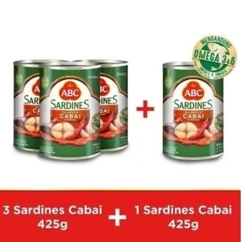 

sarden abc 425 gram saus cabai 3 in 1 (free)