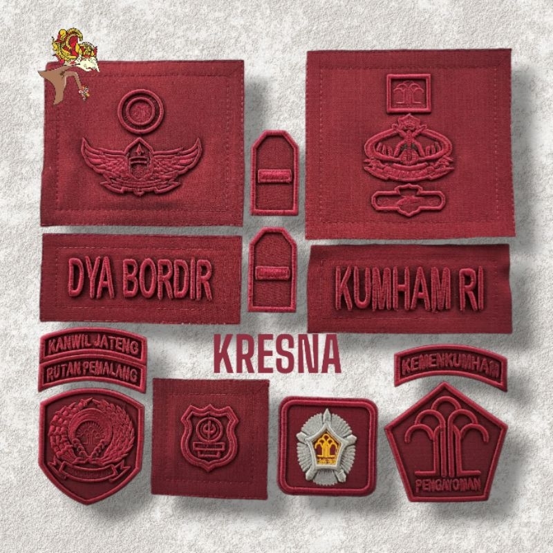 Atribut Kemenkumham Kanwil Lapas Bordir Timbul Custom New