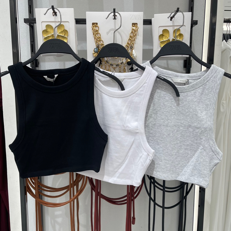 Tanktop T-shirt Crop ZARA Women Jastip (jasa titip)
