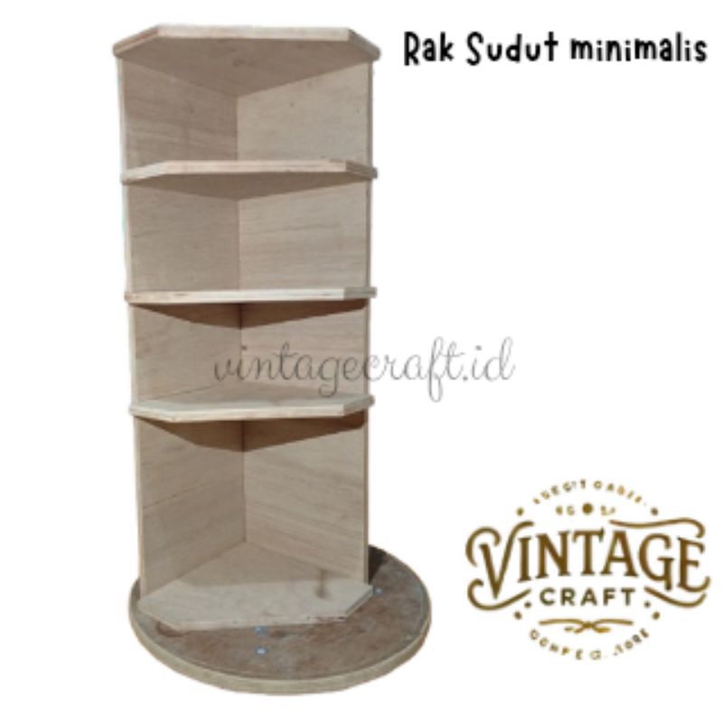 Rak Sudut Kayu Minimalis 3 Tingkat – Model Segi Lima