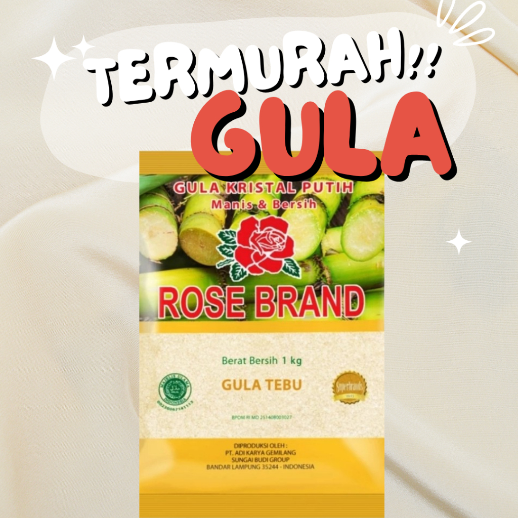 

GULA PASIR ROSE BRAND 1 KG/ GULA PREMIUM/ GULA TEBU ASLI